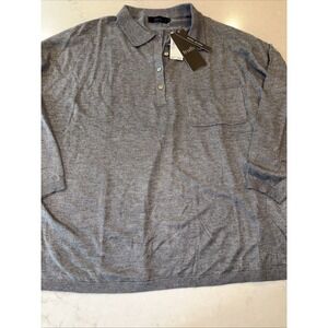 TRUTH BY REPUBLIC SWEATER POLO SHIRT SNAP BUTTON‎ MEN 3/4 SLEEVES Gray SIZE S